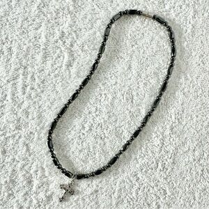 5/$35 Handmade Metallic Magnetic Beaded Necklace With Cross Pendant